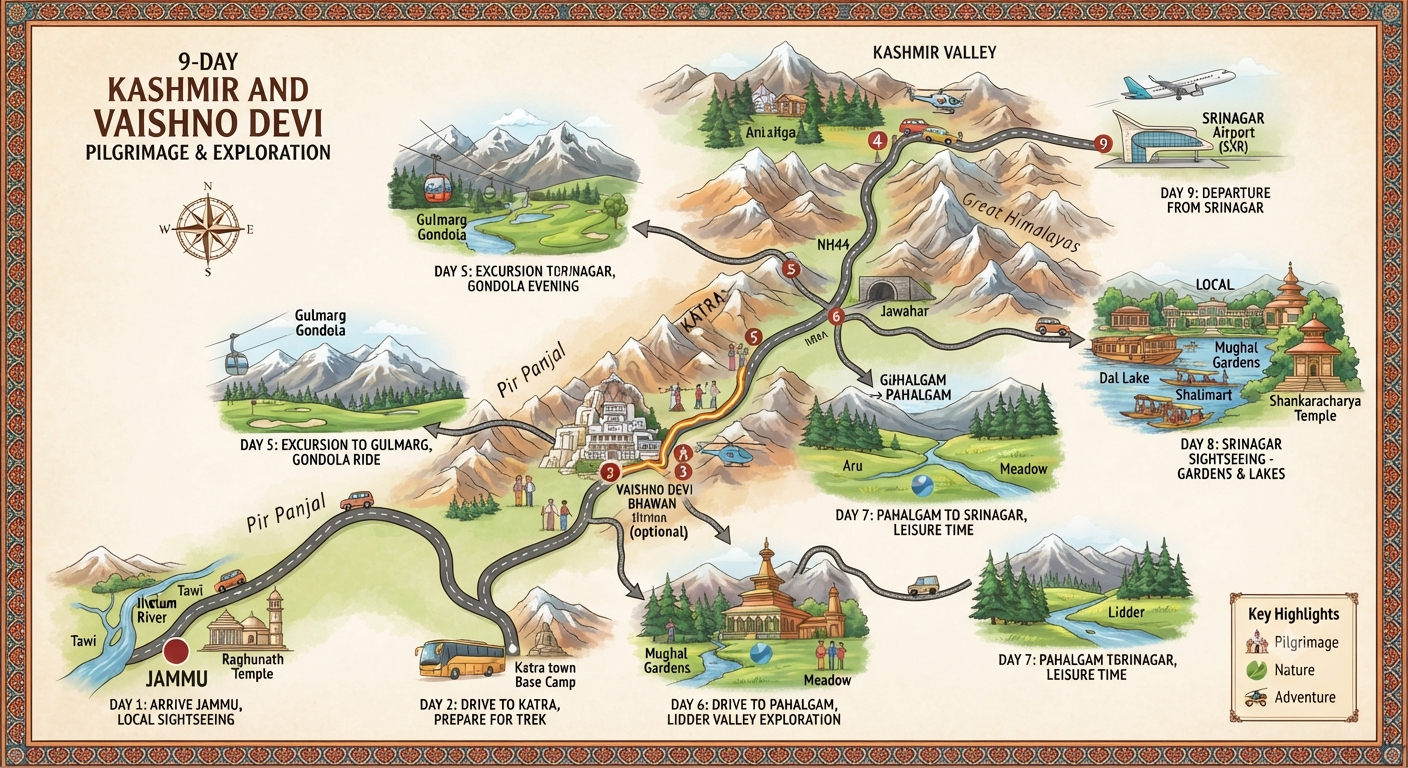 Kashmir holiday package 2026 - complete Kashmir & Vaishno Devi itinerary