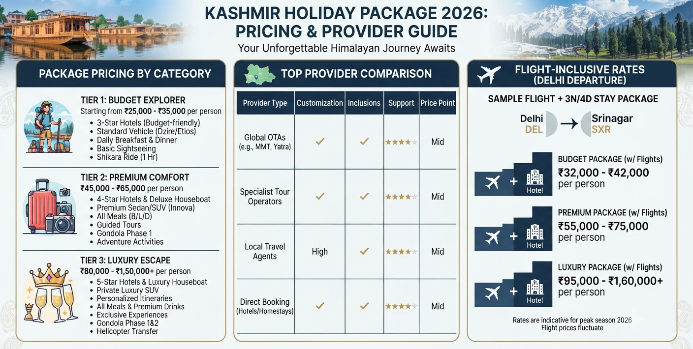 Kashmir holiday package 2026 - complete price breakdown infographic