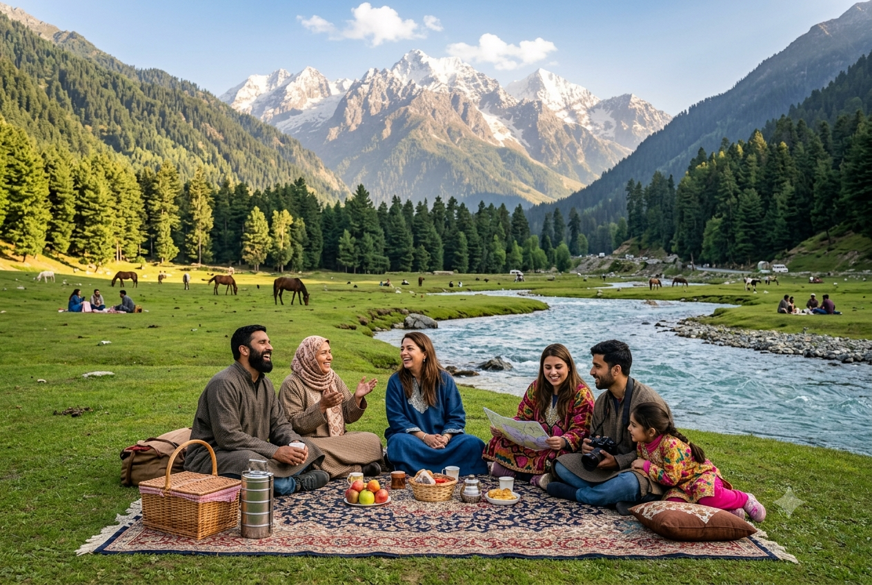 Kashmir holiday package for 6 members 2026 - group of 6 in Betaab Valley Pahalgam