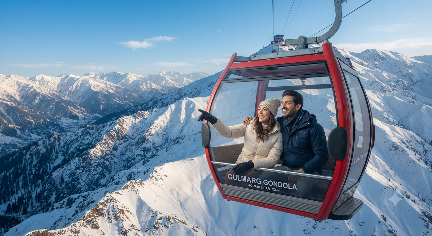 Kashmir honeymoon package 5 nights 6 days 2026 - Gulmarg Gondola ride