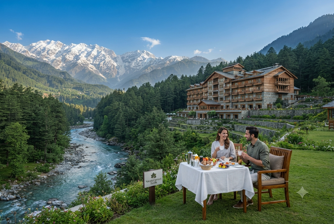 Kashmir luxury package booking price 2026 - Pine N Peak Pahalgam with Lidder River view