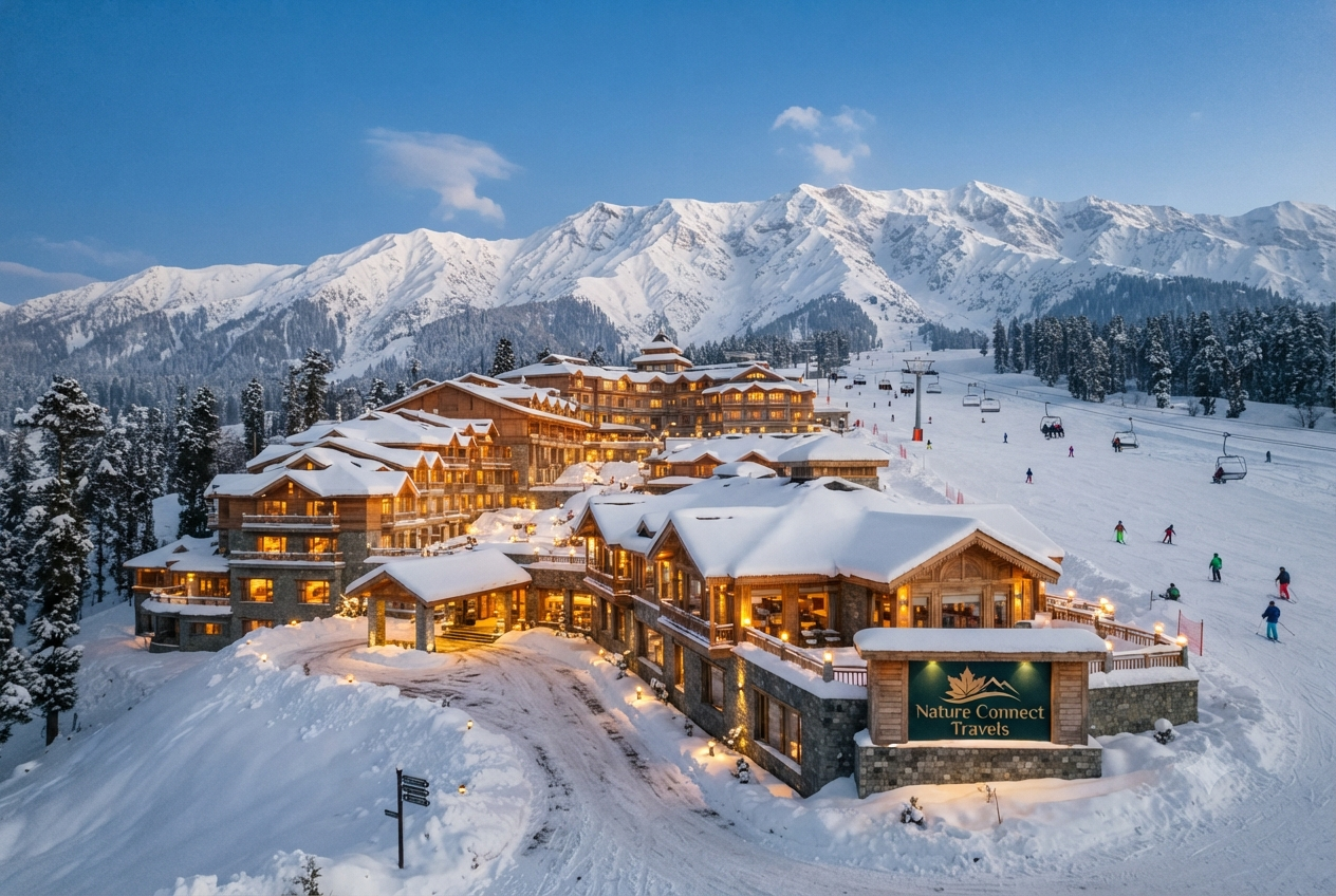 Kashmir luxury package booking price 2026 - The Khyber Himalayan Resort in winter