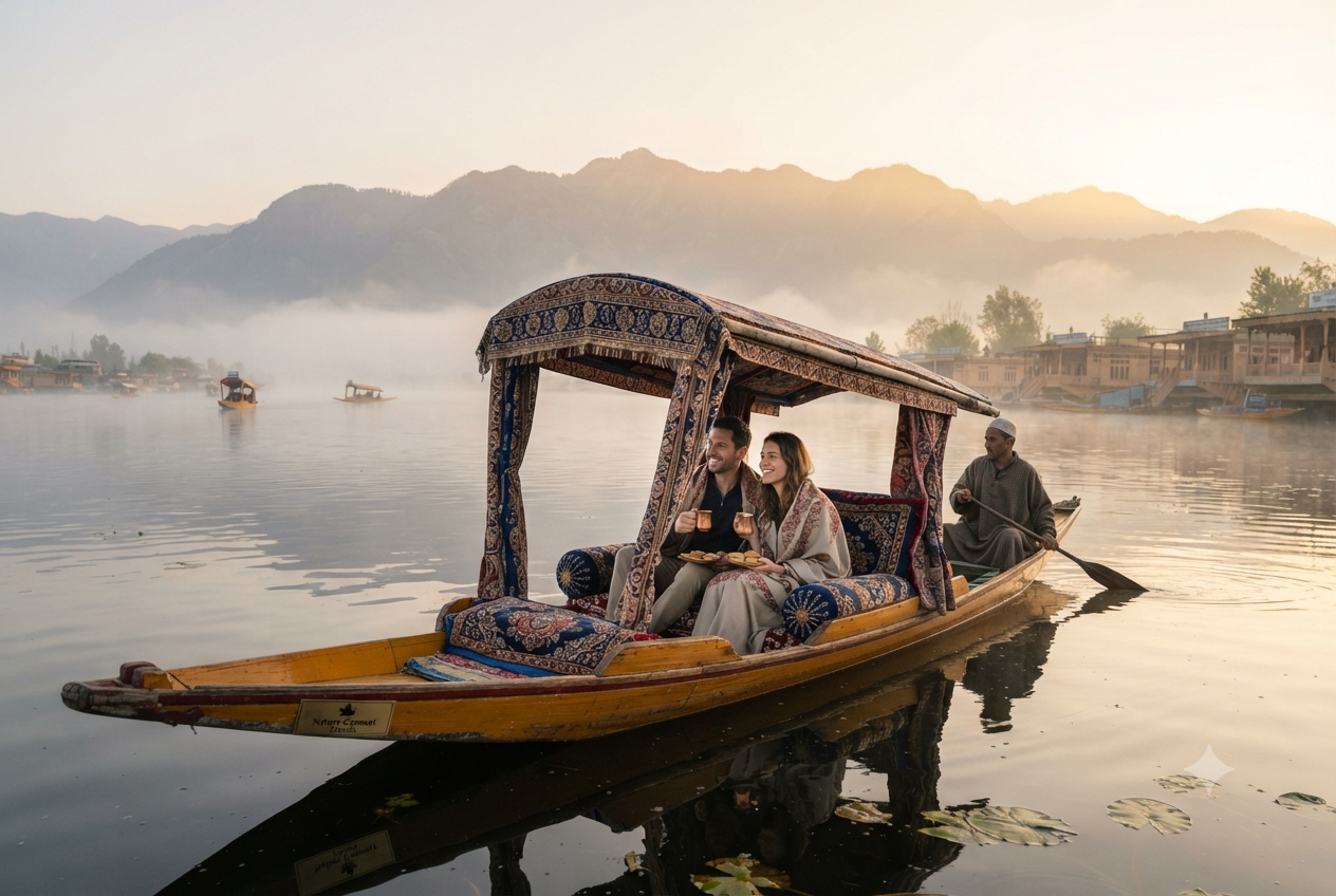 Kashmir luxury package booking price 2026 - private dawn shikara ride on Dal Lake