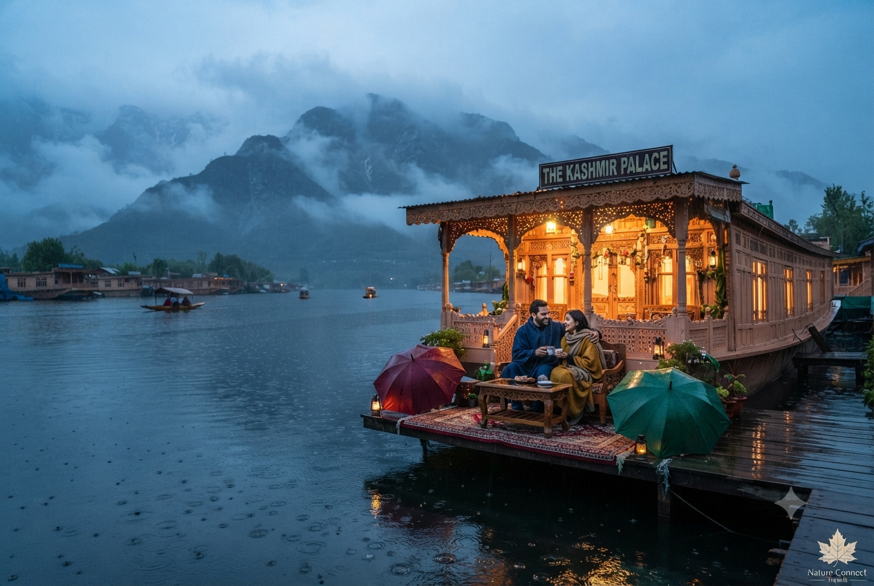 Kashmir off season tour packages 2026 - cozy monsoon houseboat stay on Dal Lake