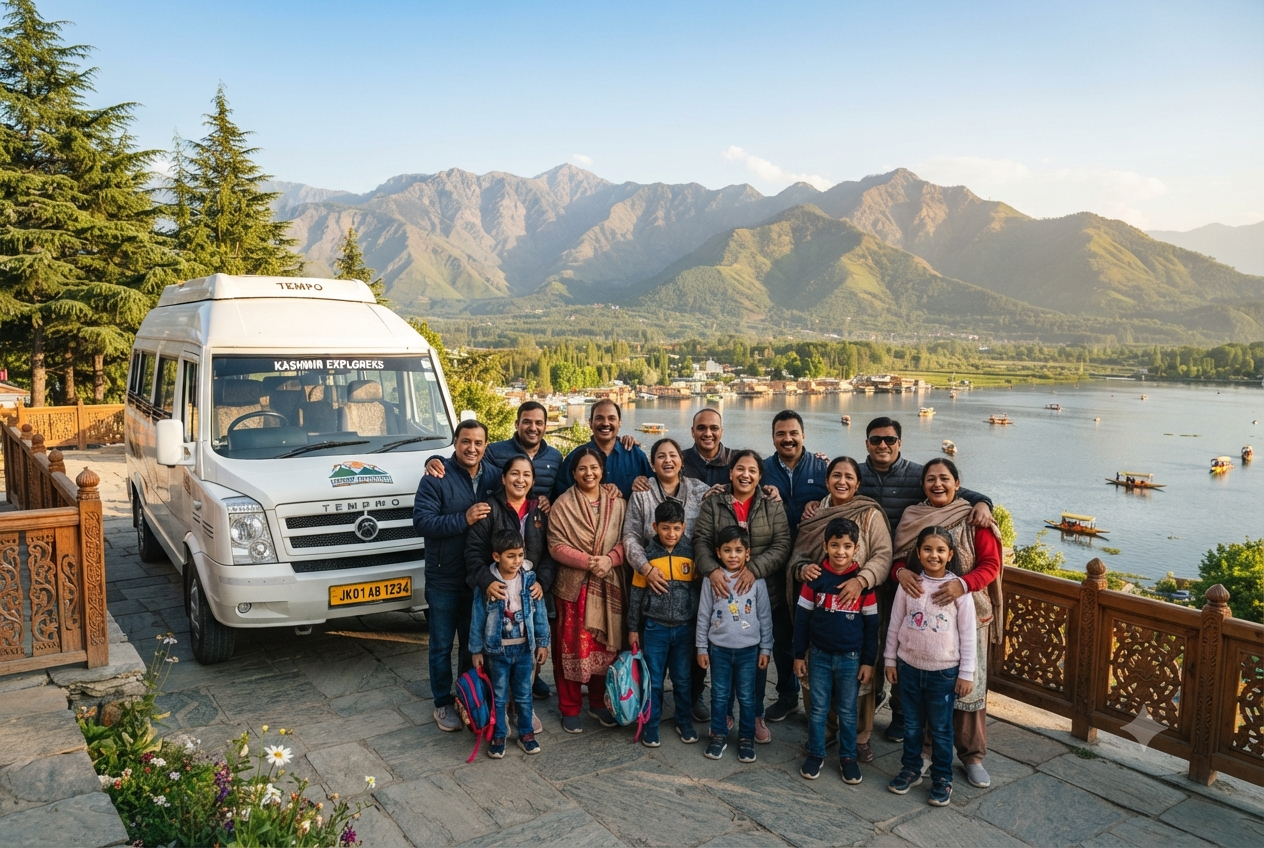 Kashmir taxi package price per day 2026 - multi-day group tour with Tempo Traveller