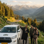 Kashmir taxi service with local driver guide 2026 - professional driver-guide with tourists in Kashmir