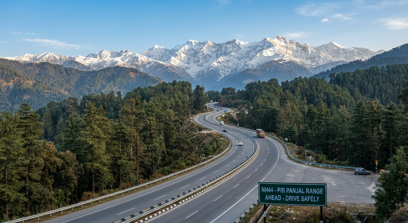 Kashmir tour package from Jammu 2026 - Scenic NH44 highway drive