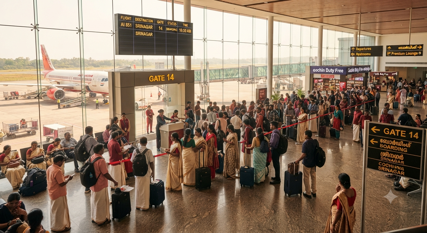 Kashmir tour package from Kochi 2026 - Departure from Cochin International Airport