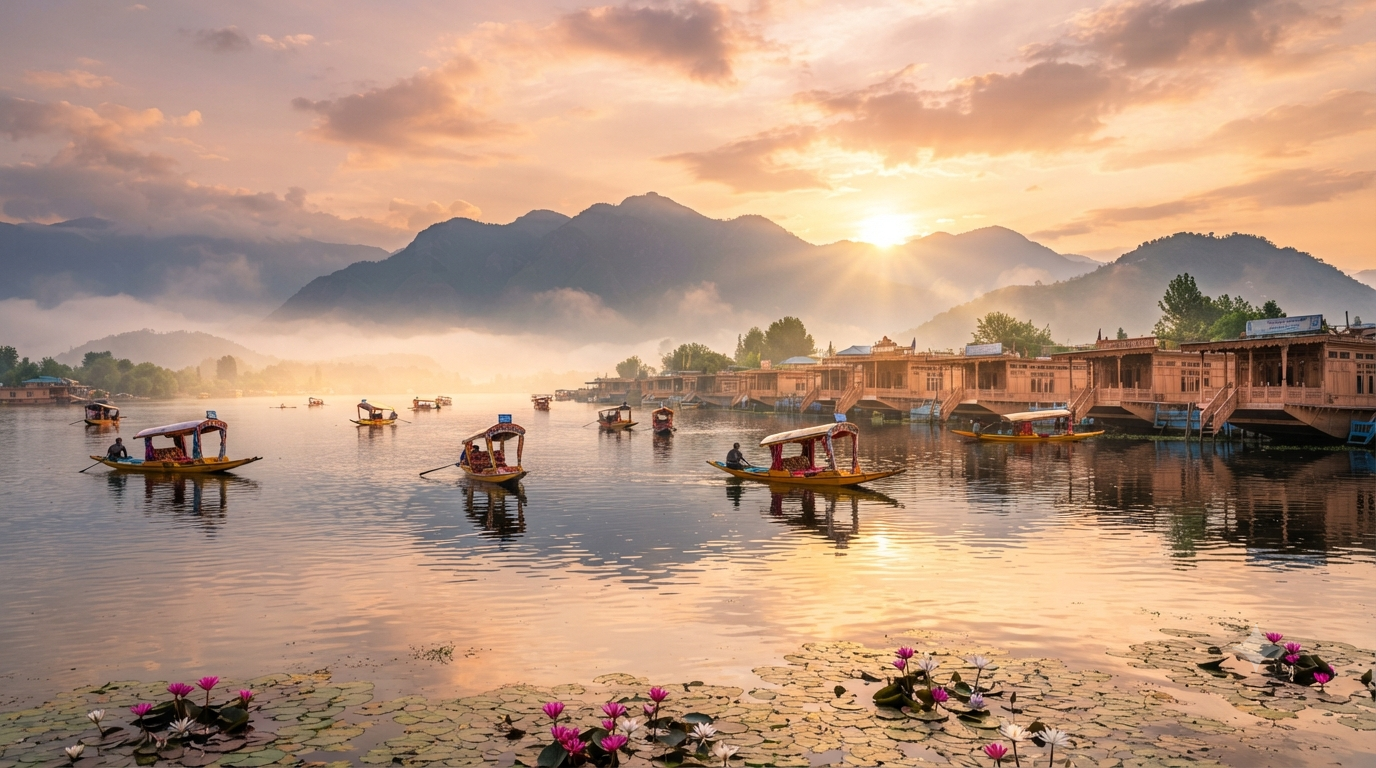 Kashmir tour package plan 2026 - Dal Lake sunrise view