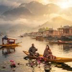 Kashmir travel guide 2026 - Breathtaking Dal Lake sunrise with shikaras and houseboats