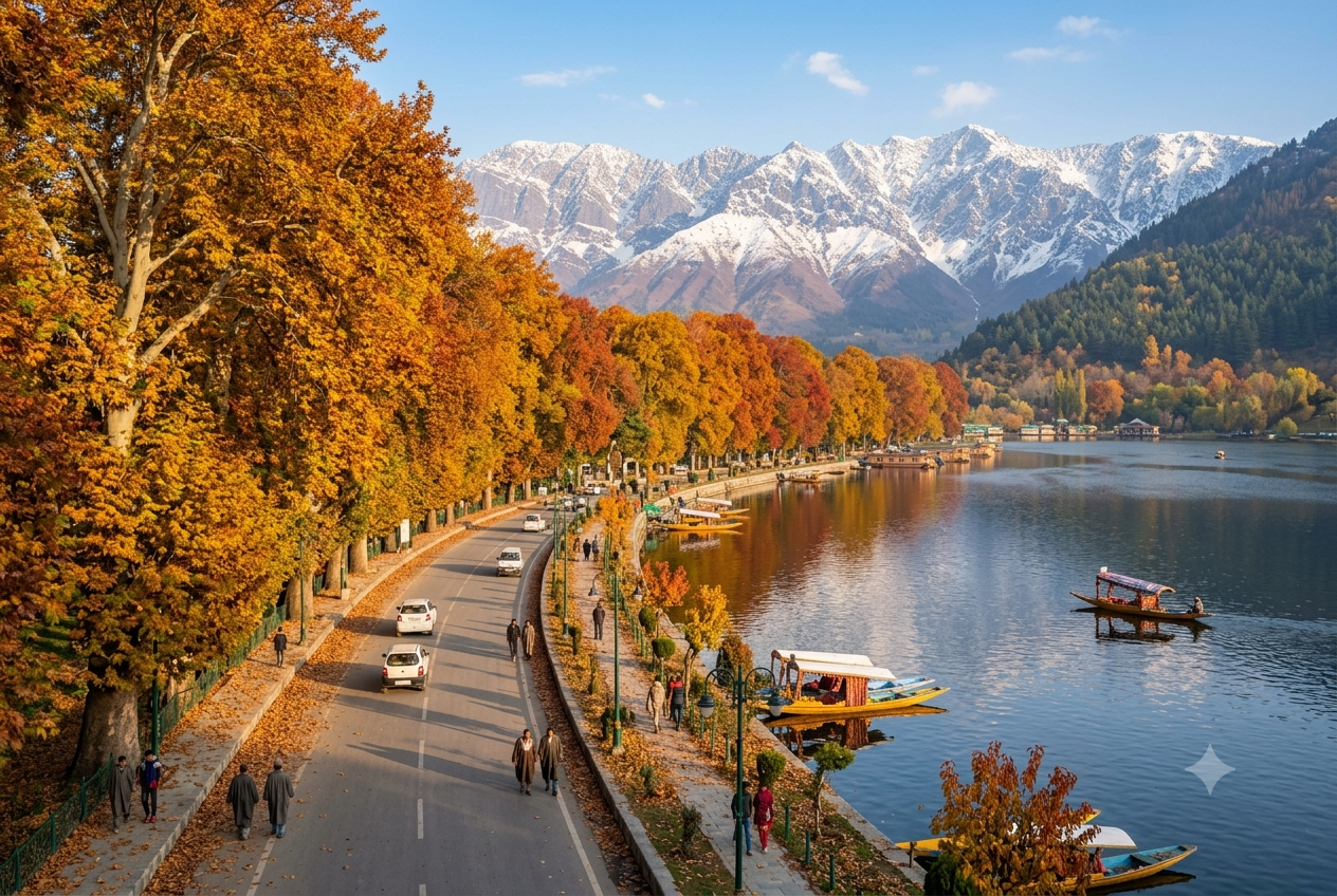 Kashmir Travel Season 2026 | Month-by-Month Guide | Best Time 6 Kashmir travel season 2026 - autumn Chinar trees in Srinagar