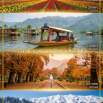 Kashmir travel season 2026 - four seasons collage spring summer autumn winter