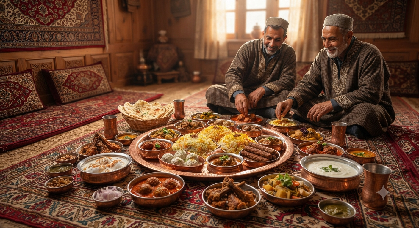 Kashmir Trip Cost for 7 Days 2026: Complete Budget Guide 10 Kashmir trip cost for 7 days - traditional Wazwan feast dining experience