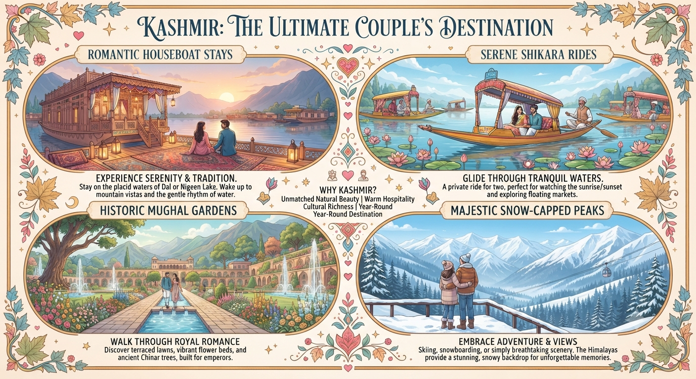 Kashmir trip for couples 2026 - why Kashmir is romantic infographic