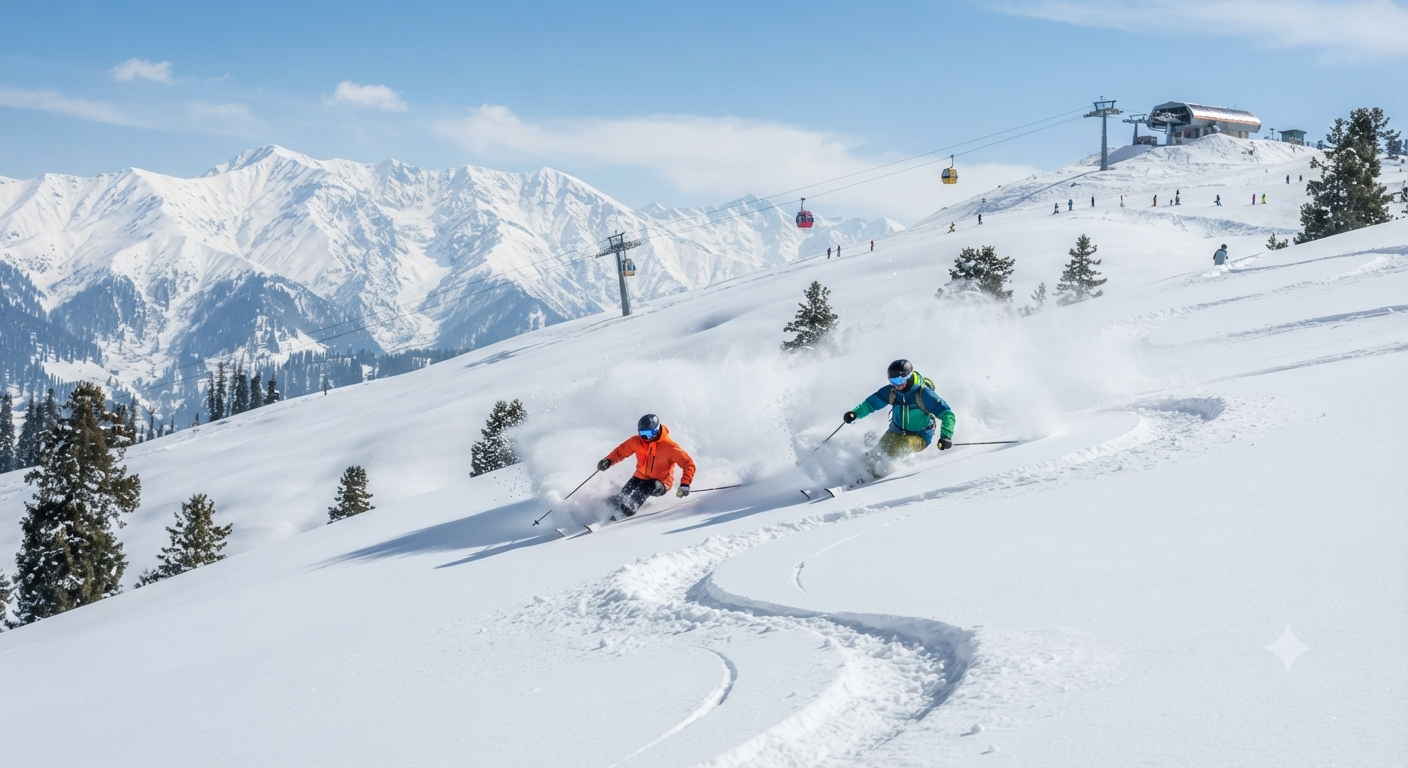 Kashmir Winter Tour Packages 2026 | Snow & Ski Deals 10 Kashmir winter tour packages - skiing and Gondola ride at Gulmarg's snow slopes