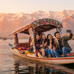 Last-minute weekend Kashmir packages from Mumbai - friends enjoying shikara ride on Dal Lake with Nature Connect Travels