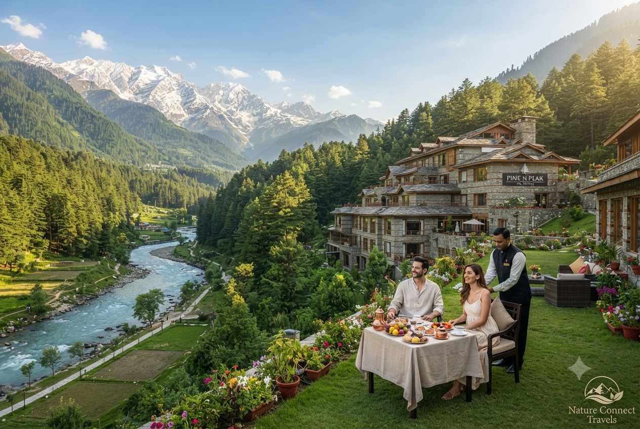 Luxury Kashmir package from Bangalore 2026 - Pine N Peak Pahalgam with Lidder River view