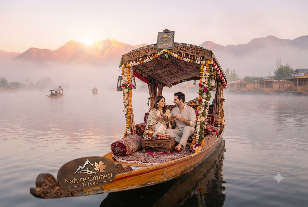 Luxury Kashmir package from Bangalore 2026 - private dawn shikara ride on Dal Lake