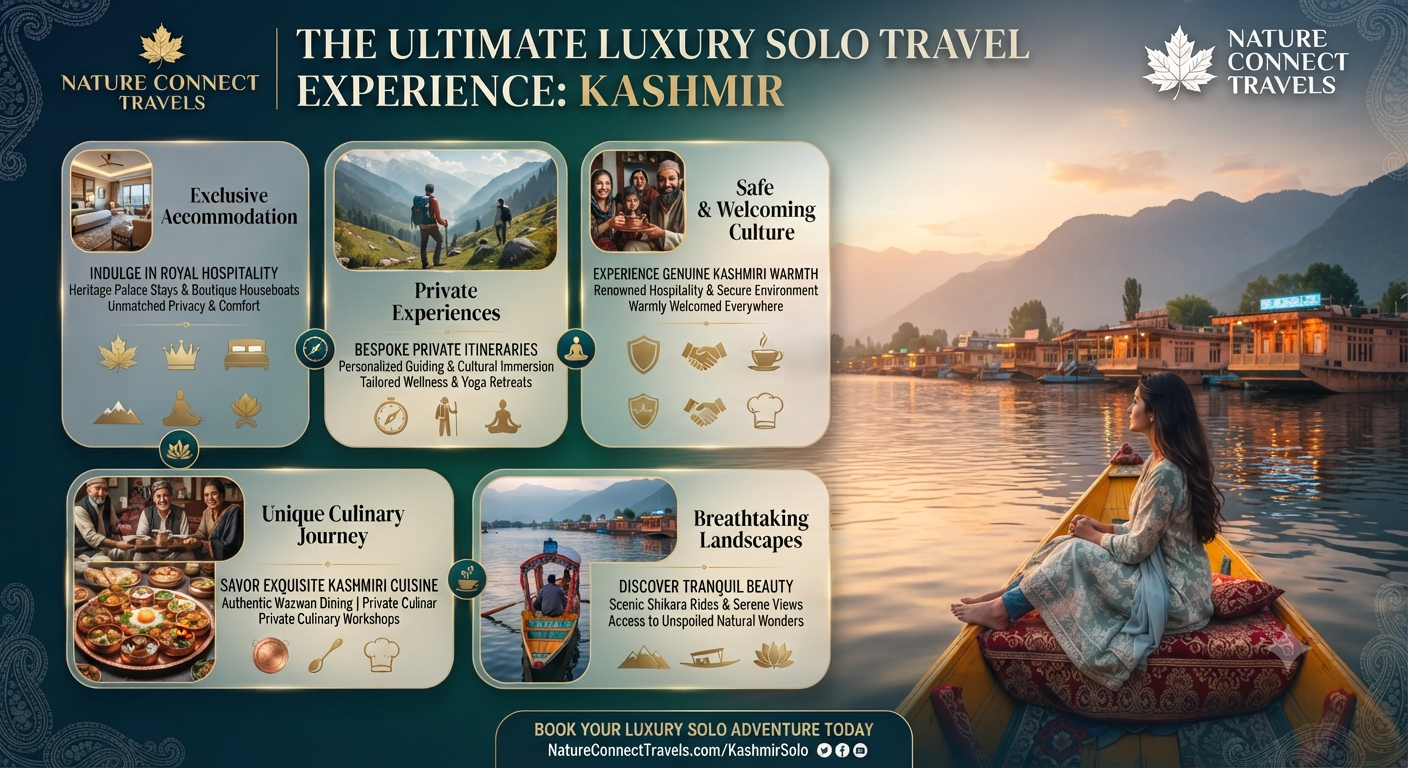 Luxury Kashmir solo travel 2026 - Benefits of solo travel infographic