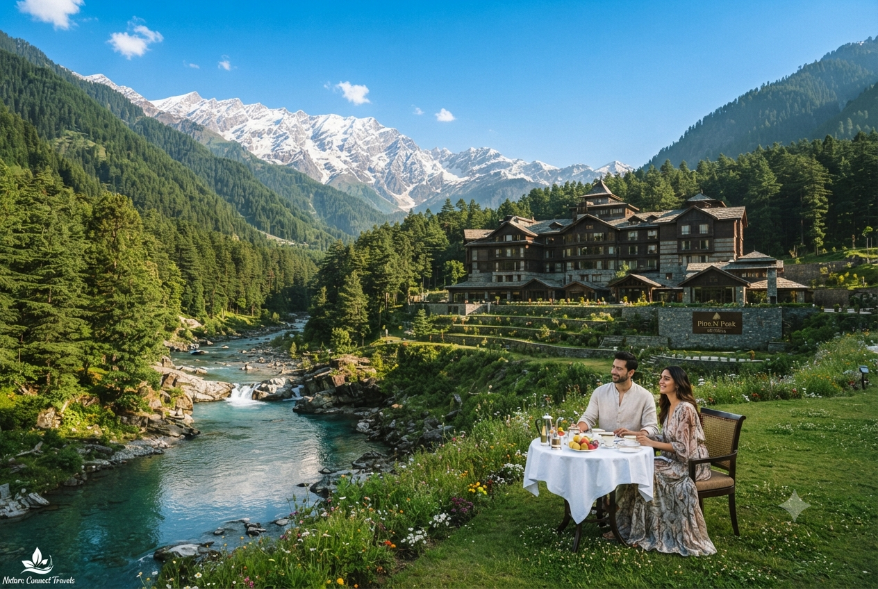Luxury Kashmir tour package from Mumbai 2026 - Pine N Peak Pahalgam with Lidder River view