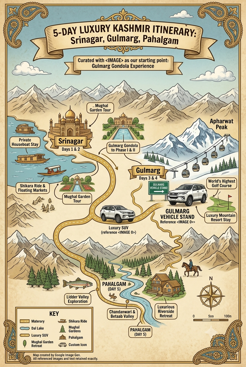Luxury taxi Kashmir 2026 - complete luxury itinerary map