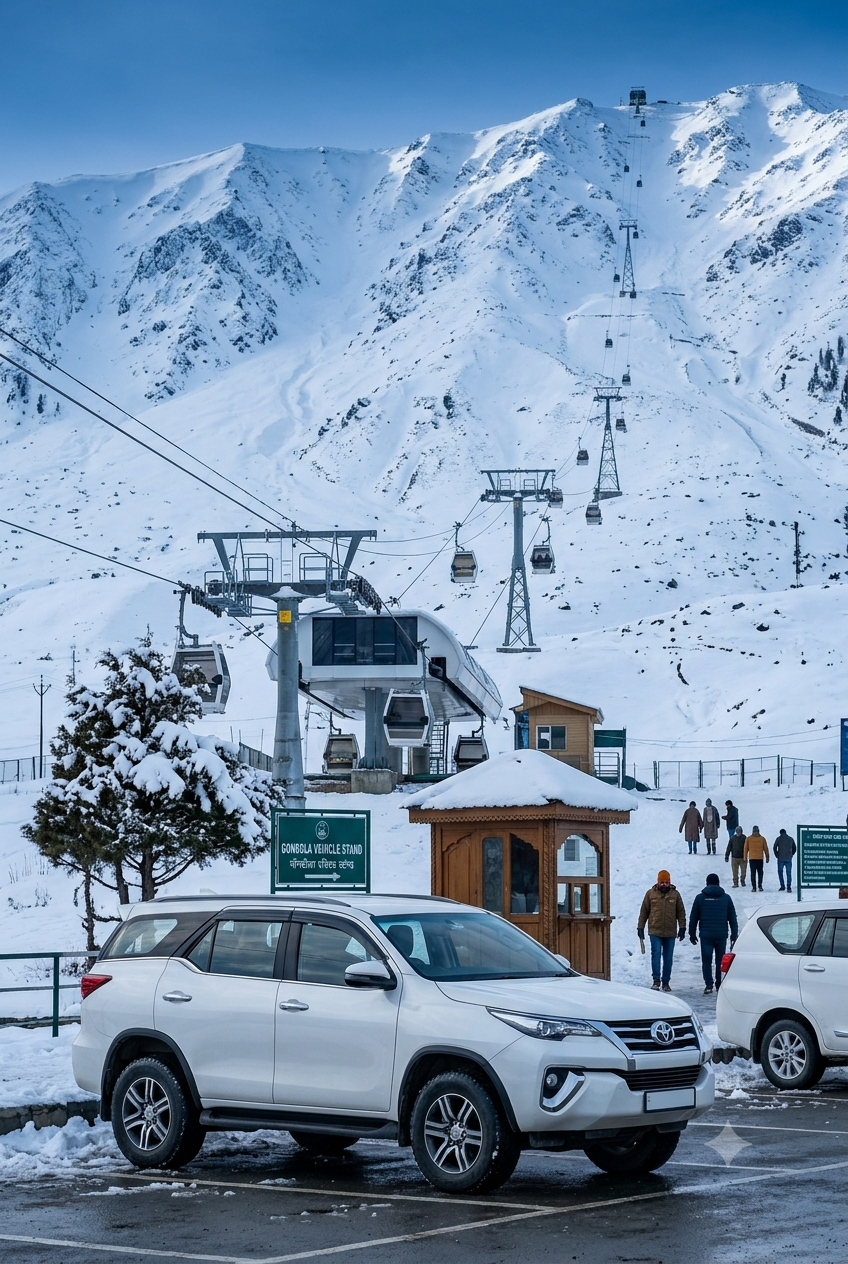 Luxury taxi Kashmir 2026 - luxury SUV at Gulmarg