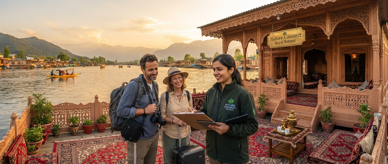 Is Kashmir Safe for Tourists Now? 2026 Safety Guide & Travel Tips 9 Nature Connect Travels safe Kashmir tour packages with local expert guide on Dal Lake - is Kashmir safe for tourists now