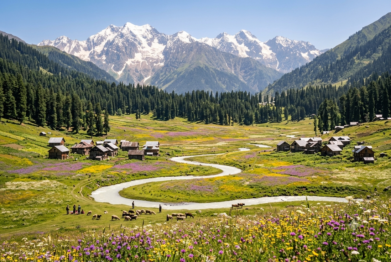 Offbeat places in Kashmir 2026 - Doodhpathri Valley of Milk meadows and streams