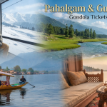 Pahalgam and Gulmarg tour package with Gondola tickets included - scenic collage of Gulmarg Gondola Pahalgam valley Dal Lake houseboat