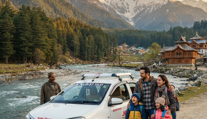 Pahalgam cab booking 2026 - sedan taxi with family near Lidder River