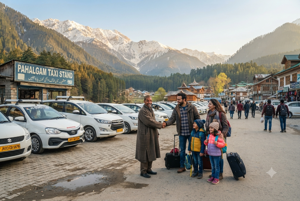 Pahalgam cab booking 2026 - taxi stand in Pahalgam with union cabs