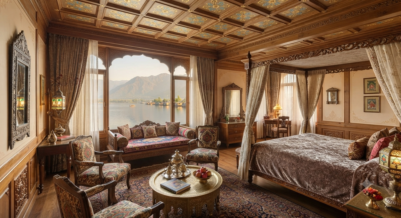 Premium Kashmir holiday packages 2026 - Luxury hotel suite with Dal Lake view