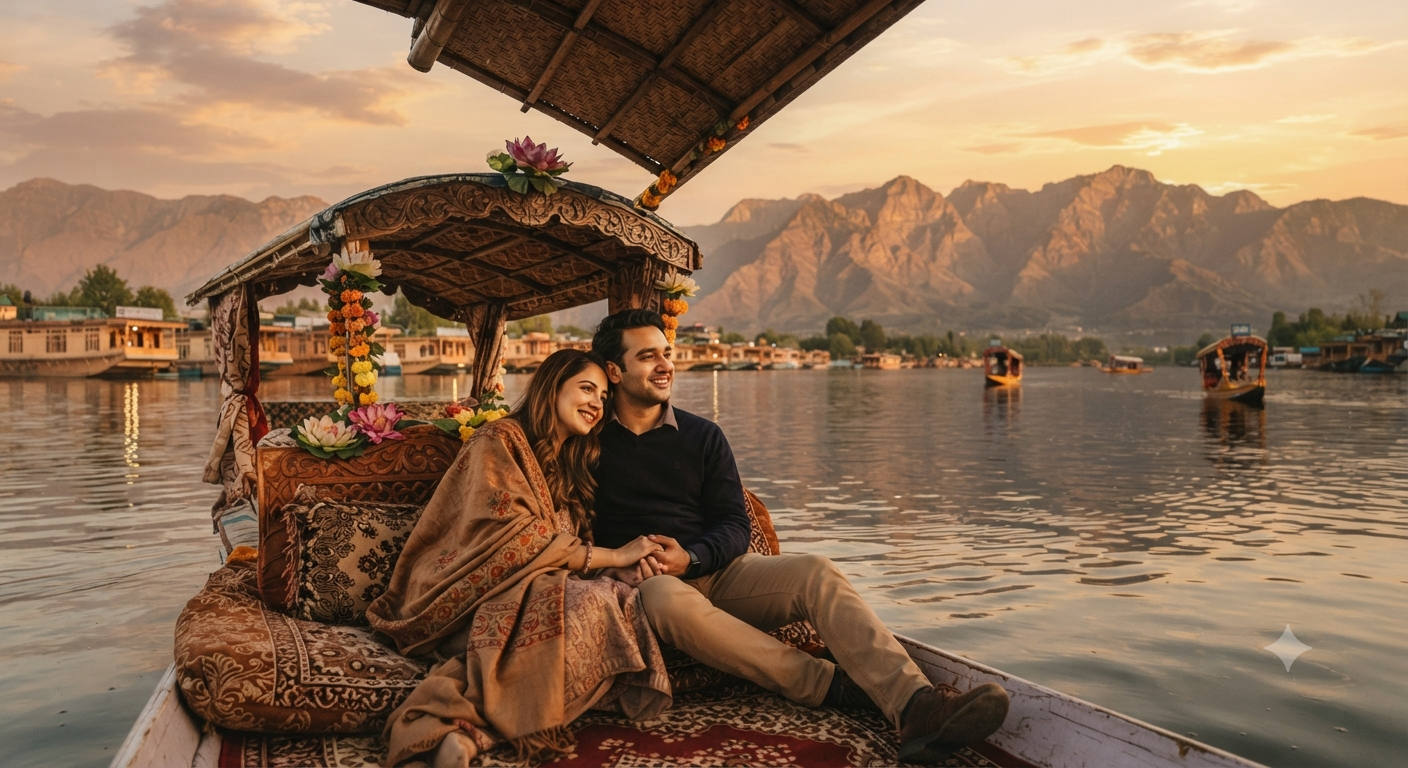 Srinagar Gulmarg Pahalgam Honeymoon Package 2026 | ₹22,000 | Book Now 13 Srinagar Gulmarg Pahalgam honeymoon package 2026 - private shikara ride on Dal Lake
