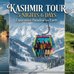 Srinagar Gulmarg Pahalgam tour package 5 nights 6 days - scenic collage of Dal Lake shikara Gulmarg Gondola and Pahalgam valley
