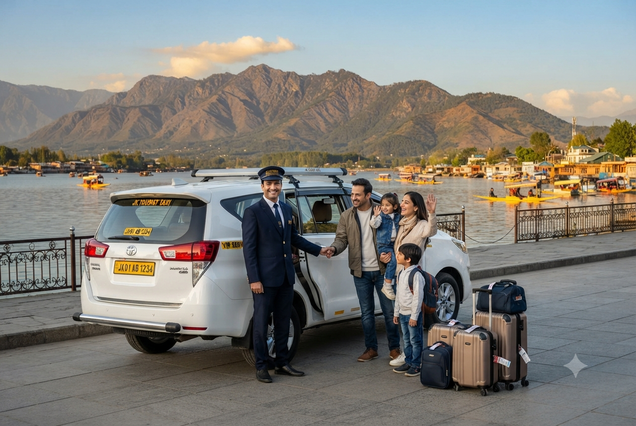 Srinagar Kashmir luxury taxi booking 2026 - Innova Crysta VIP service with family
