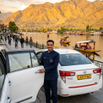 Srinagar chauffeur service 2026 - professional chauffeur with sedan on Dal Lake