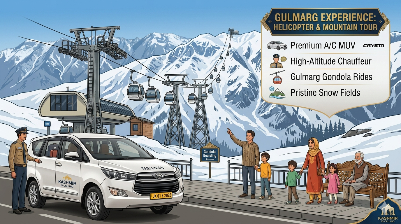 Srinagar Luxury Cab Service 2026 | ₹5,000 | Premium SUV | Book Now 13 Srinagar luxury cab 2026 - luxury SUV at Gulmarg with Gondola