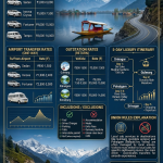 Srinagar luxury cab with driver 2026 infographic - vehicle rates, itinerary, inclusions