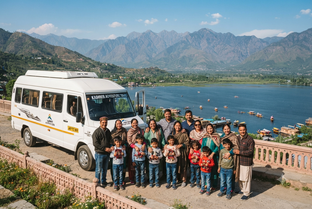 Taxi hire Srinagar price 2026 - multi-day group tour with Tempo Traveller