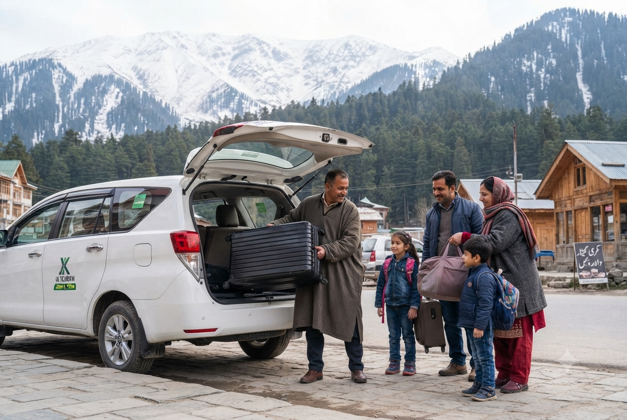 Taxi in Kashmir 2026 - Professional driver assisting passengers
