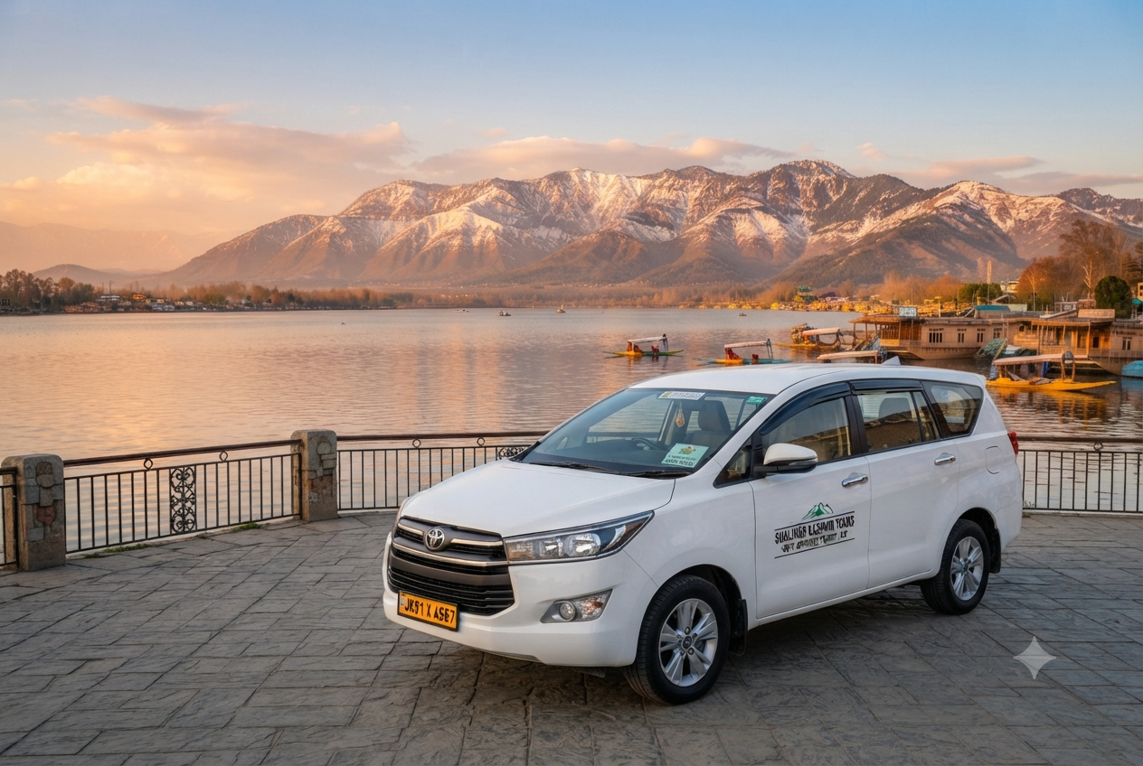 Taxi in Kashmir 2026 - Reliable cab service with stunning Dal Lake view