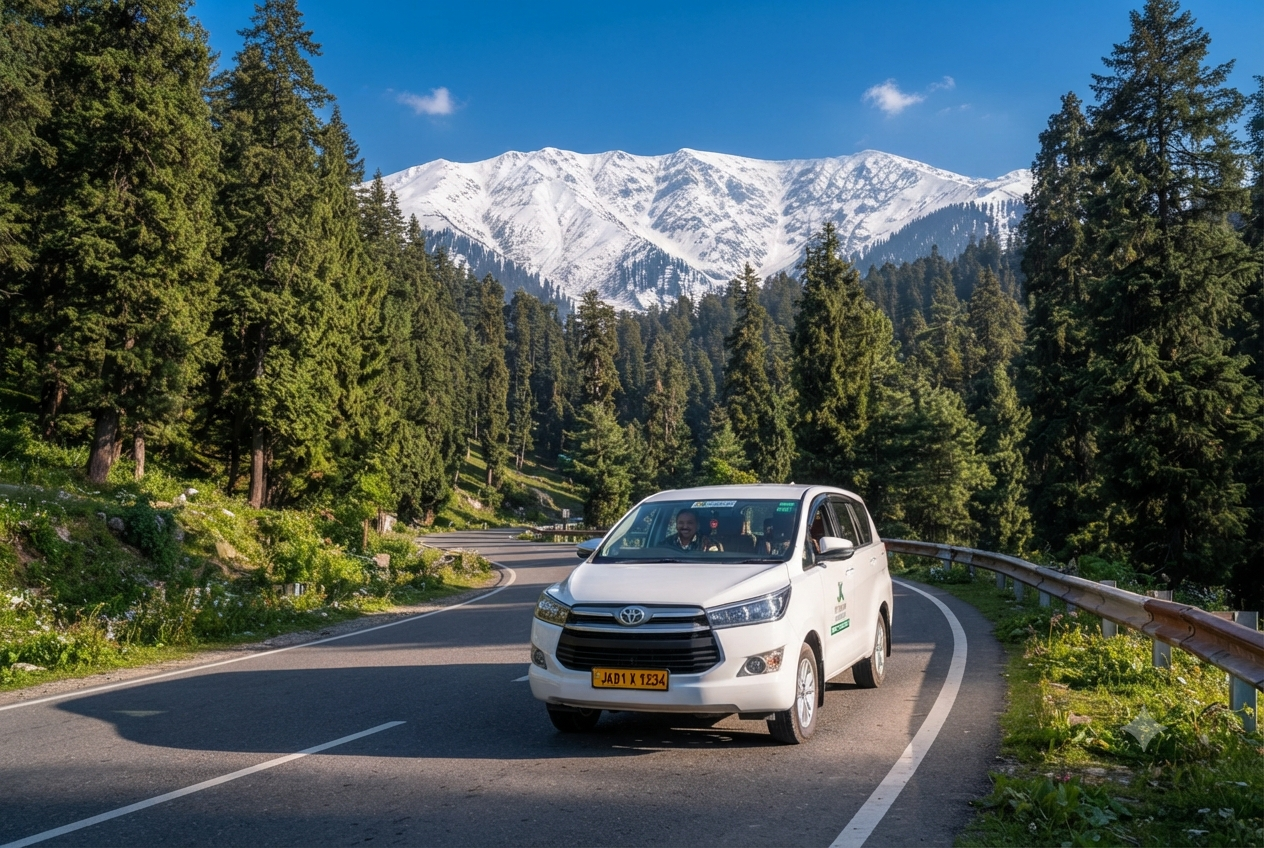Taxi in Kashmir 2026 - Scenic drive through pine forests