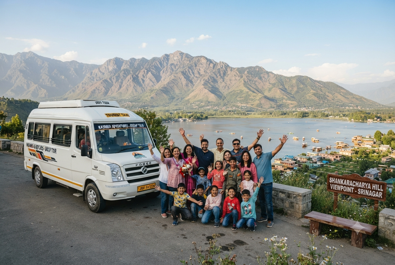 Taxi service in Kashmir price 2026 - multi-day group tour with Tempo Traveller