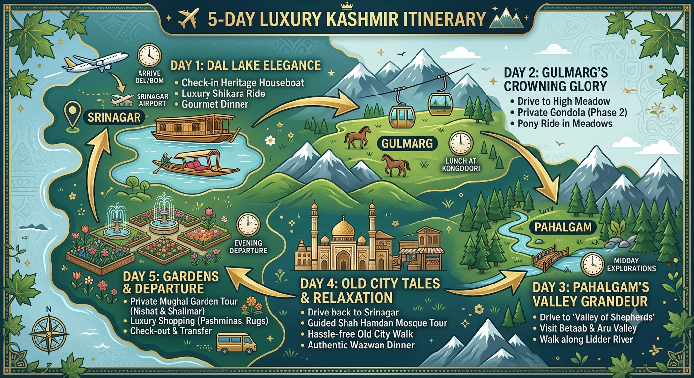 VIP cab Srinagar 2026 - complete luxury itinerary map