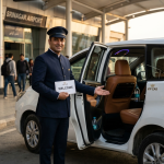 VIP cab Srinagar 2026 - professional chauffeur with luxury Innova Crysta at Srinagar Airport arrivals