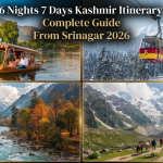 6 nights 7 days Kashmir itinerary from Srinagar - scenic collage of Dal Lake Gulmarg Gondola Pahalgam Sonamarg Nature Connect Travels