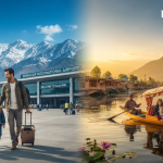 Bangalore to Kashmir trip package - travelers arriving in Srinagar with houseboat on Dal Lake