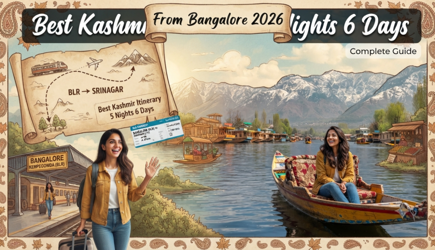 Best Kashmir itinerary 5 nights 6 days from Bangalore - seamless journey from Kempegowda Airport to Dal Lake with Nature Connect Travels