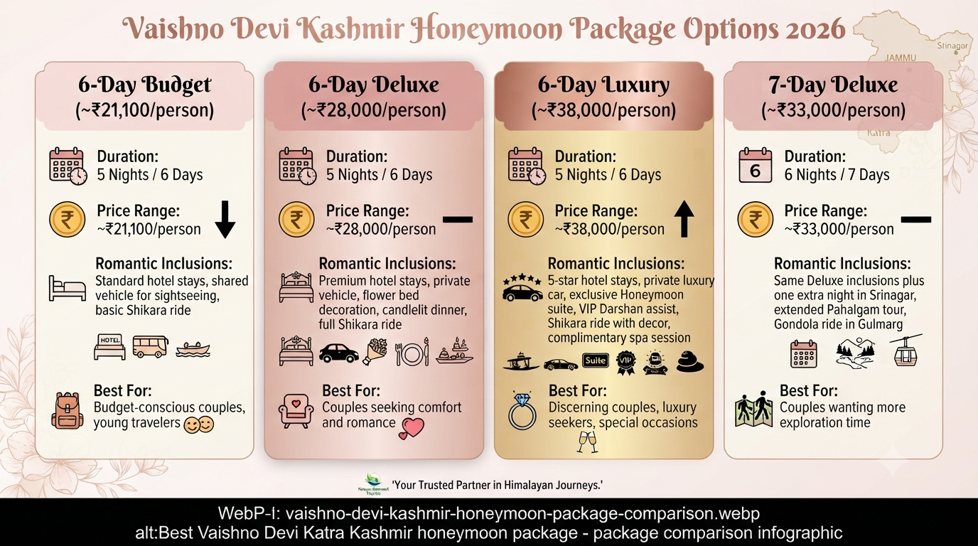 Best Vaishno Devi Katra Kashmir honeymoon package - package comparison