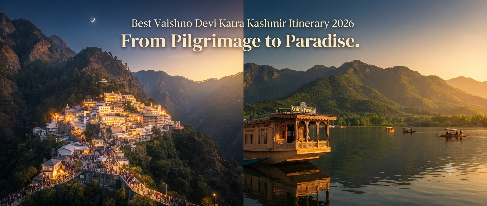 Best Vaishno Devi Katra Kashmir itinerary - Vaishno Devi shrine and Dal Lake houseboat combined with Nature Connect Travels